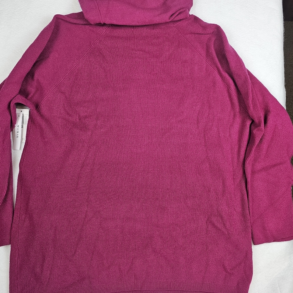 Workshop Republic NWT 2X Knit Cowl Turtle Neck Sweater Top Pink/Magenta Soft - Picture 6 of 7